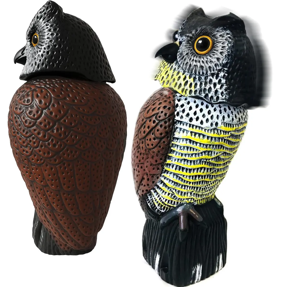 GiftExpress 16" Large Owl Decoy with Rotating Head | Realistic Garden Bird & Squirrel Deterrent for Outdoor Yard & Garden Protection - view 9
