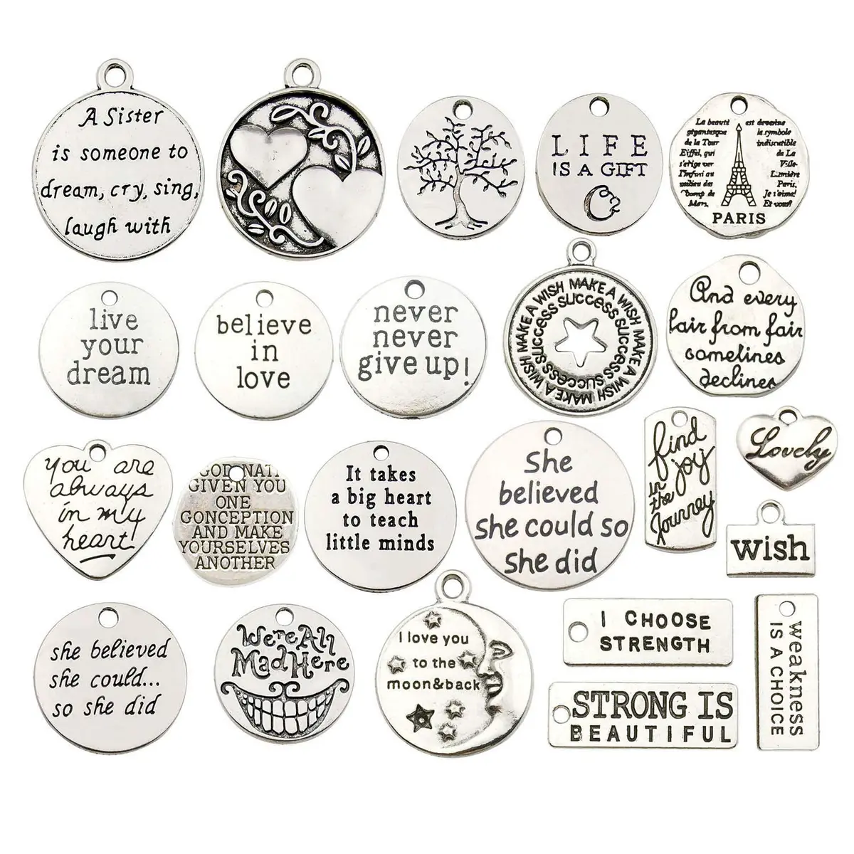 WOCRAFT Charm 7-30mm | Inspirational Message Beads for Jewelry Crafting - main product image