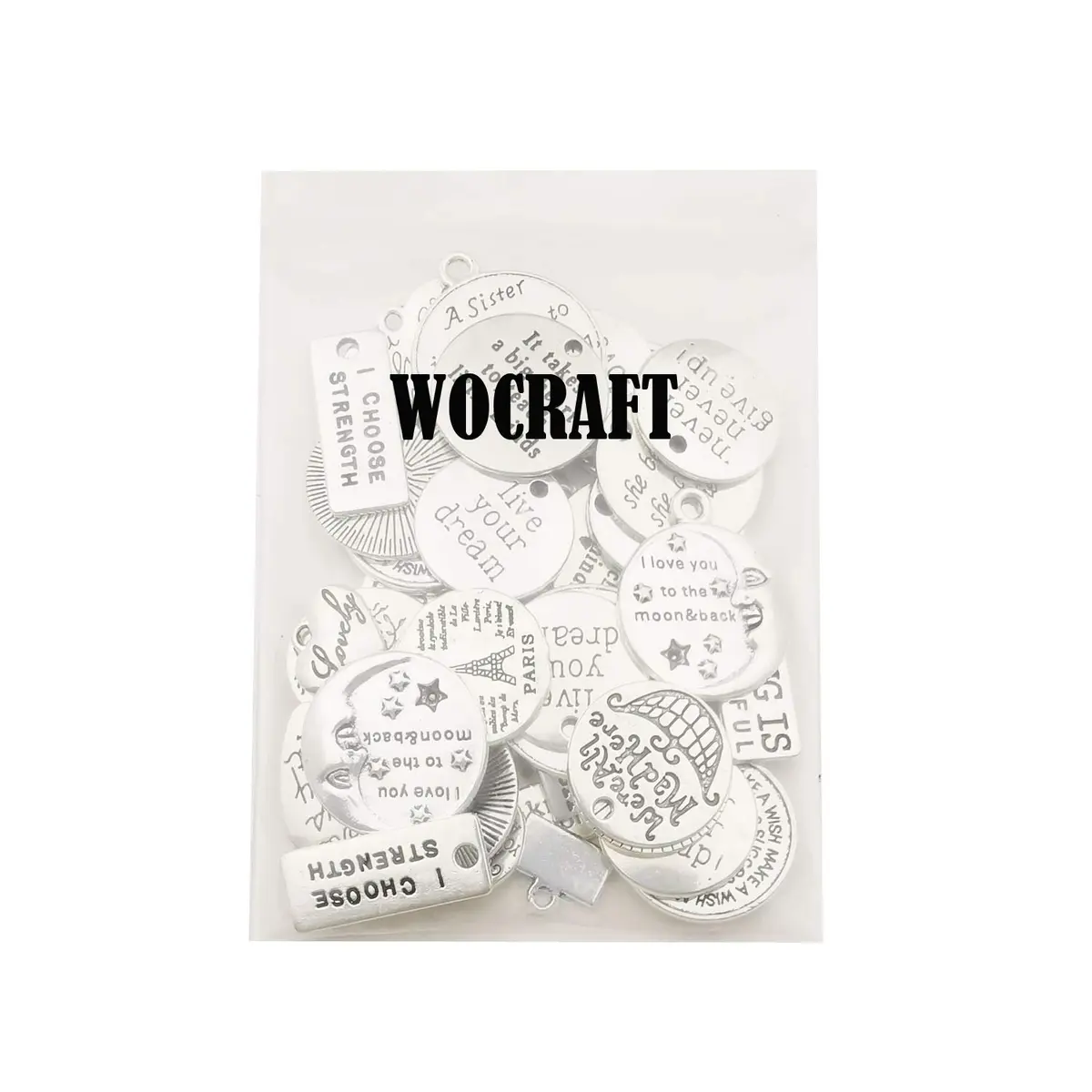 WOCRAFT Charm 7-30mm | Inspirational Message Beads for Jewelry Crafting - view 6