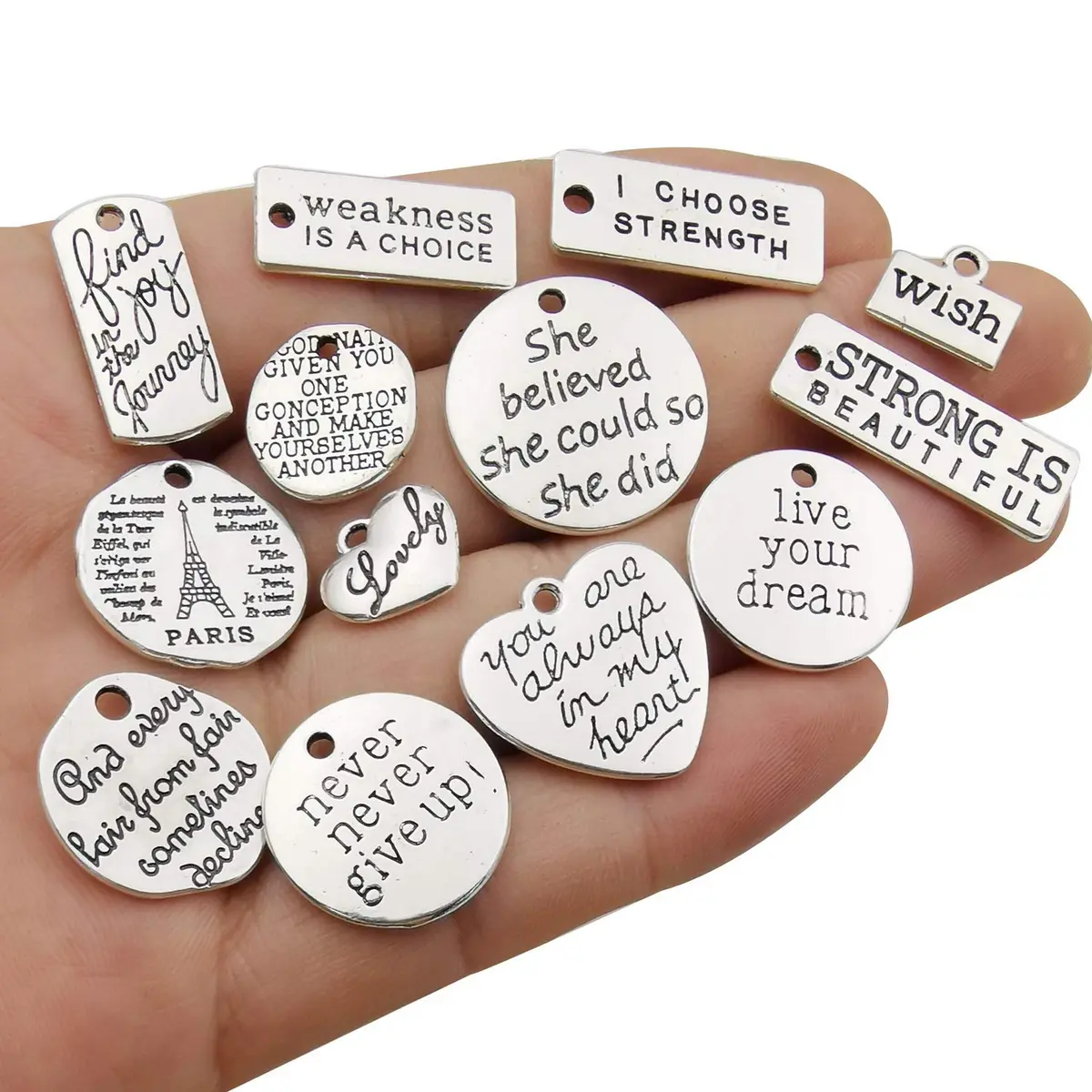 WOCRAFT Charm 7-30mm | Inspirational Message Beads for Jewelry Crafting - view 3