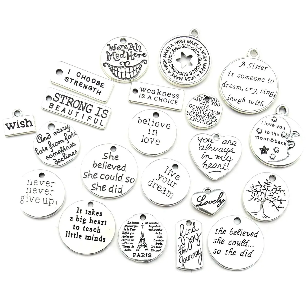 WOCRAFT Charm 7-30mm | Inspirational Message Beads for Jewelry Crafting - view 4