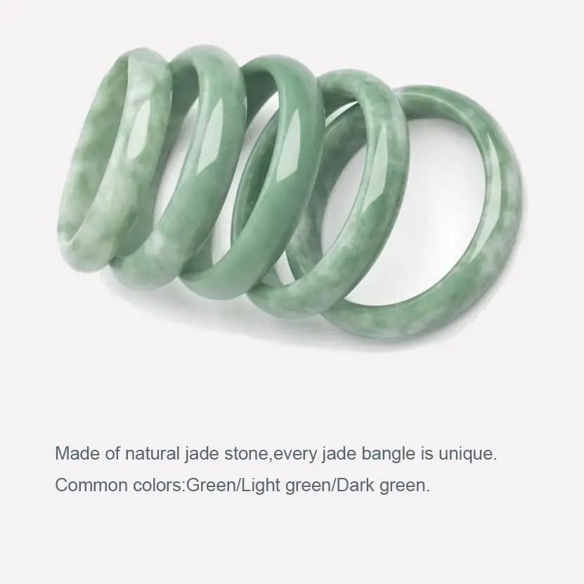 Zimlove Natural Jade Bangle Bracelet for Women 60mm | Classic Retro Chinese Style Green Hand Jade - view 3
