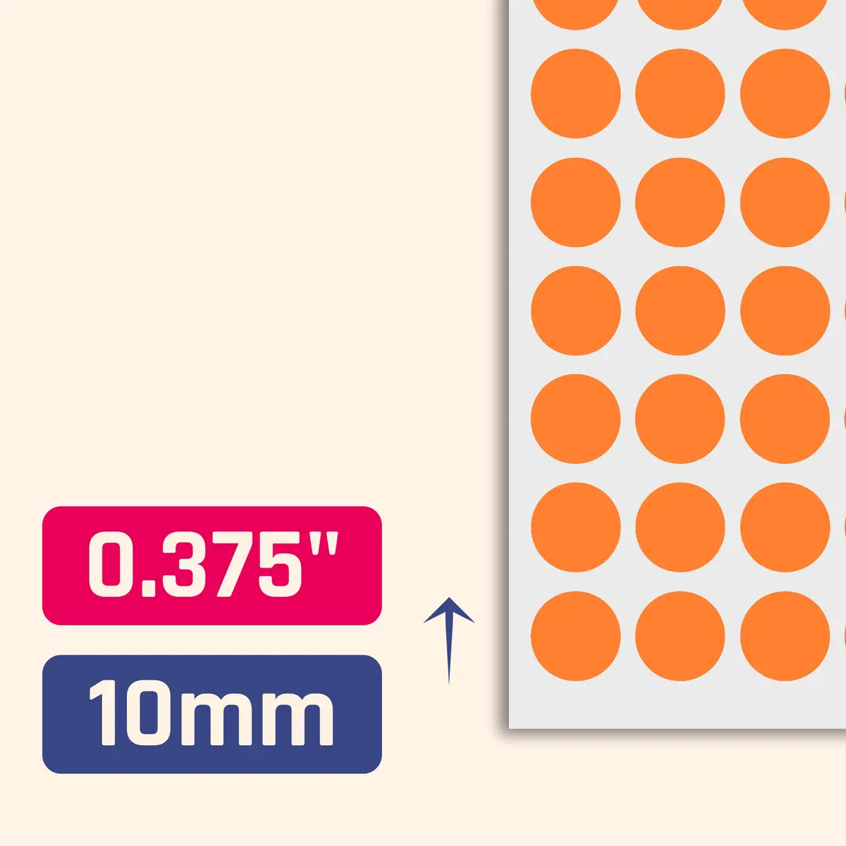 TownStix Orange 3000 Pack Label | 0.375" Round Dot Stickers for Office & School - view 2