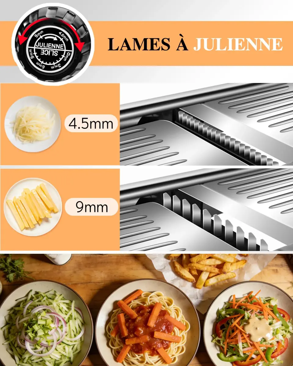 MASTERTOP Adjustable Mandoline Food Slicer, Stainless Steel Vegetable Cutter with 5 Blades | Safe Kitchen Tool for Salads & Chips - view 4