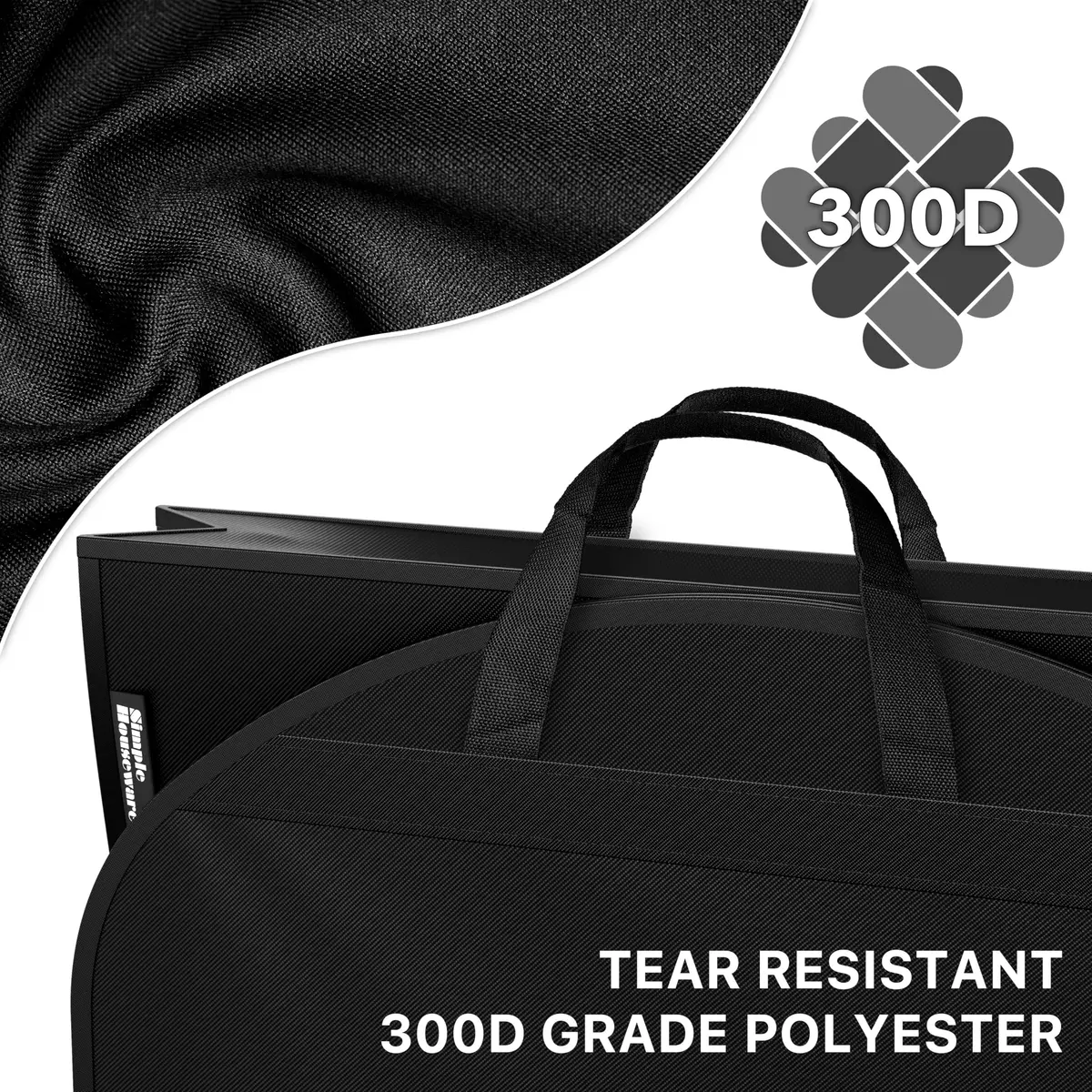 Simple Houseware 54" Travel Garment Bag with Pockets | Heavy Duty 300D Polyester, Black - view 3