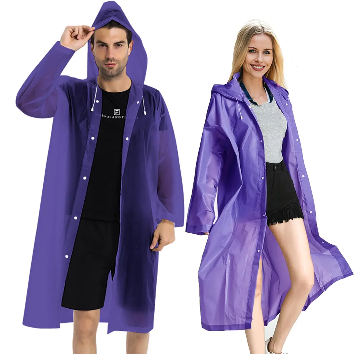 COOY Rain Coats (2 Pack) - Reusable EVA Rain Ponchos for Adults, Waterproof & Foldable, One Size - main product image