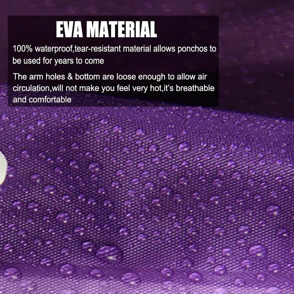 COOY Rain Coats (2 Pack) - Reusable EVA Rain Ponchos for Adults, Waterproof & Foldable, One Size - view 3