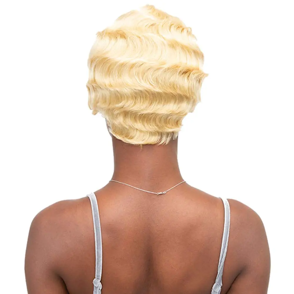 Janet Collection Mommy Parting Wig 100% Human Hair Off Black Short | Heat Resistant, Natural - view 10