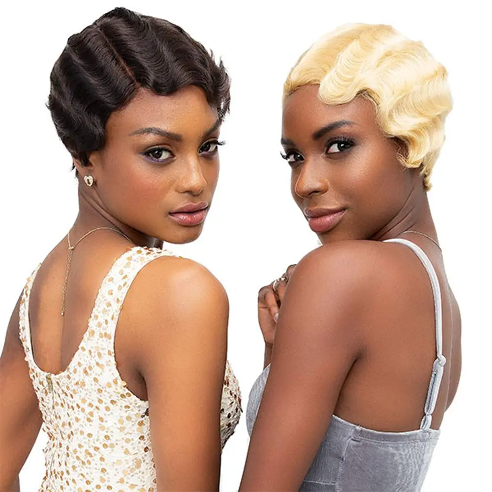 Janet Collection Mommy Parting Wig 100% Human Hair Off Black Short | Heat Resistant, Natural - view 4
