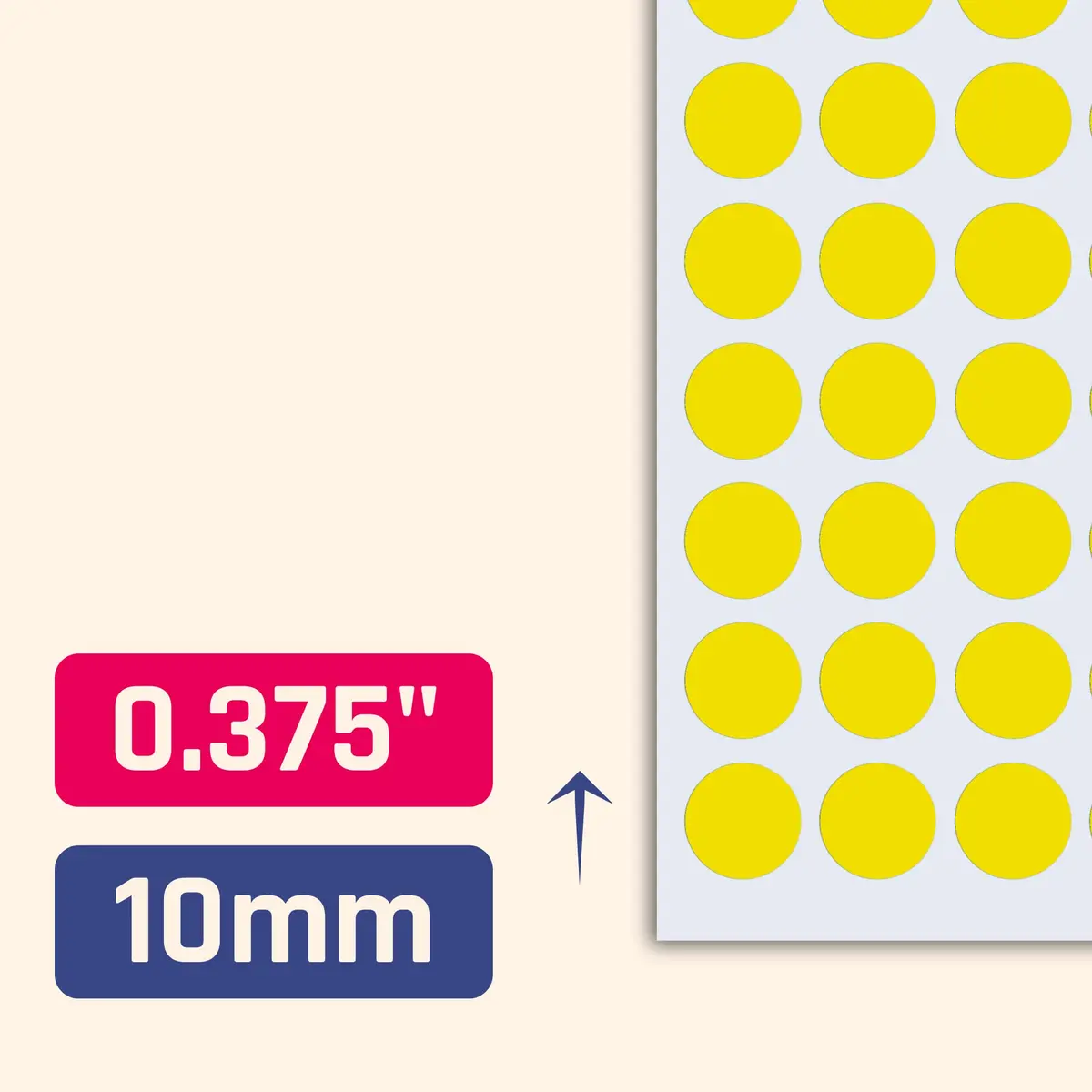 TownStix 3000 Pack, 0.375" Round Dot Stickers Circle Labels - Yellow | Self-Adhesive, Paper, 3/8 inch - view 2