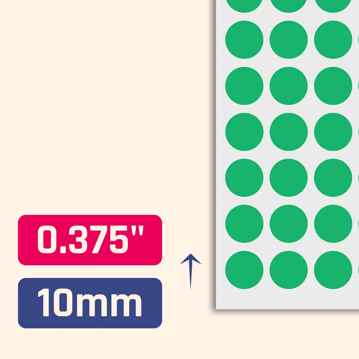TownStix Green 3000 Pack Label | 3/8 inch Round Dot Stickers for Flat Surfaces - view 2