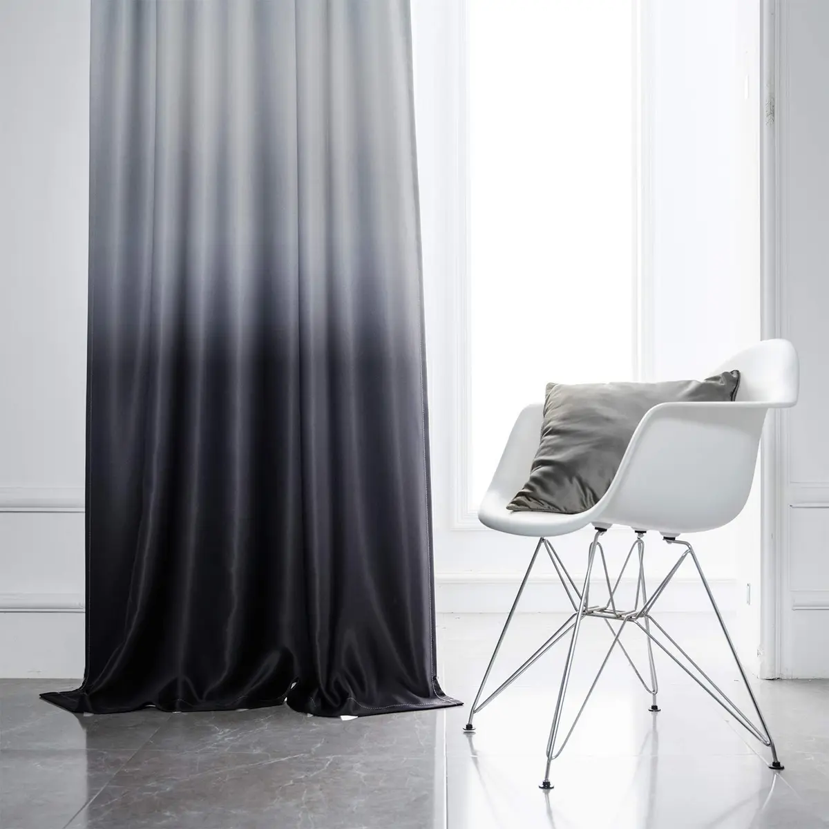 SimpleHome Ombre Gradient Black White to Gray Curtains for Bedroom,52Wx84L | Modern Room Darkening Drapes with Grommets - view 3