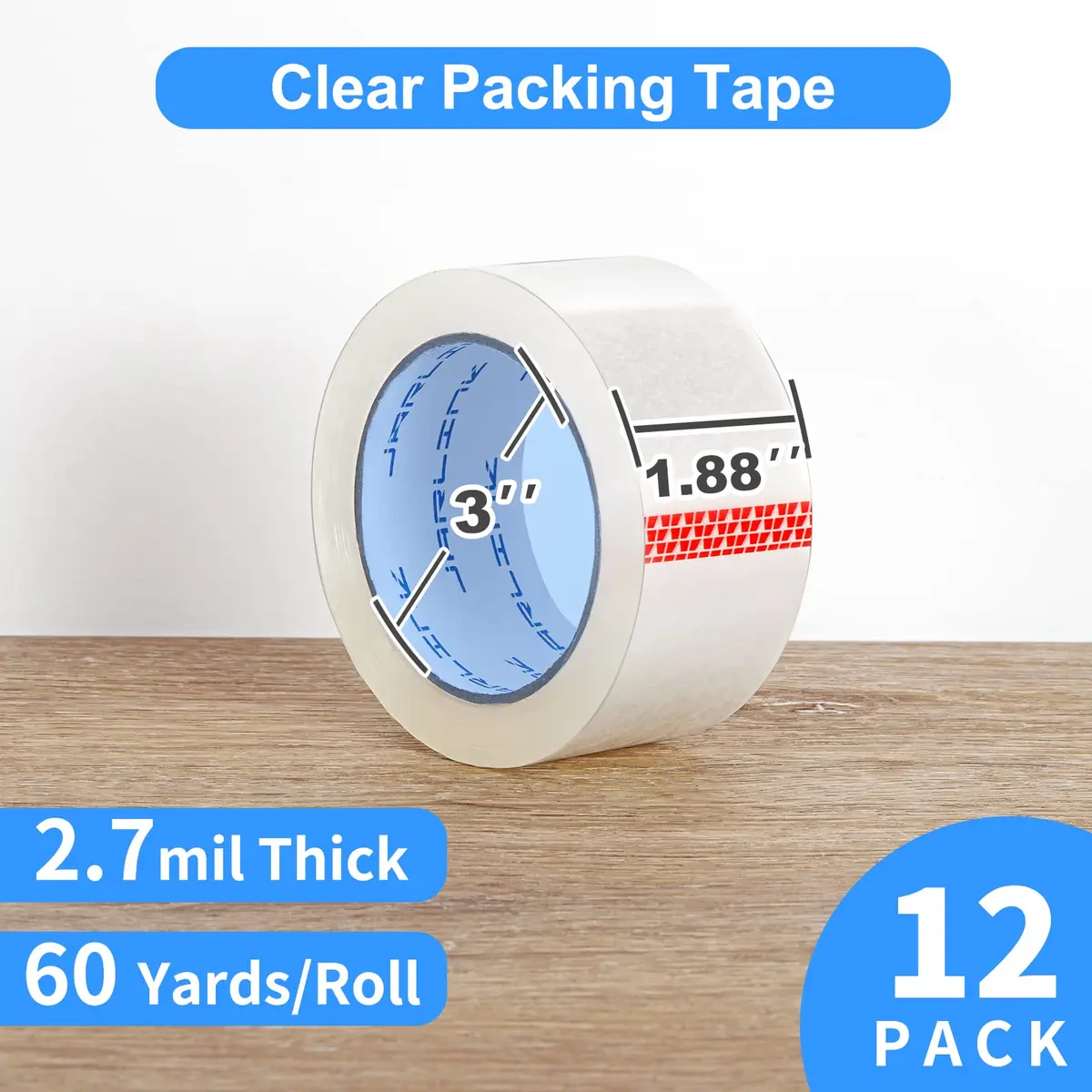 JARLINK Clear Packing Tape 12 Rolls | 2.7mil Thick, 60 yd/Roll | Heavy Duty Packaging Tape for Shipping & Sealing - view 2