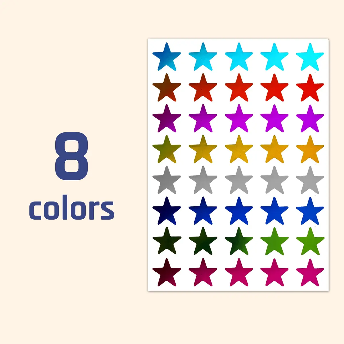 TownStix Star Metallic Stickers 1000 Pack | 8 Colors, 0.6" Diameter, Permanent Adhesive - view 5