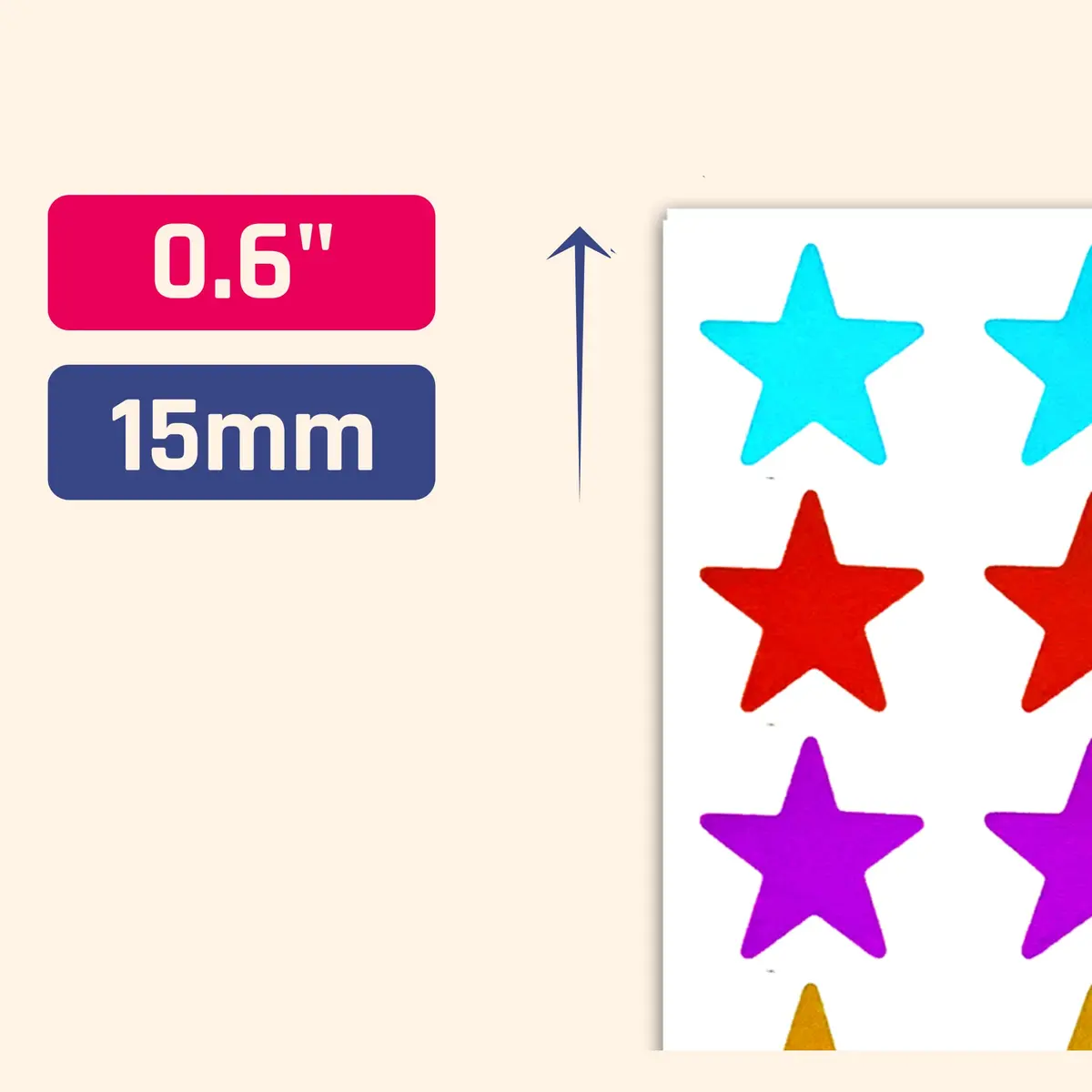 TownStix Star Metallic Stickers 1000 Pack | 8 Colors, 0.6" Diameter, Permanent Adhesive - view 2