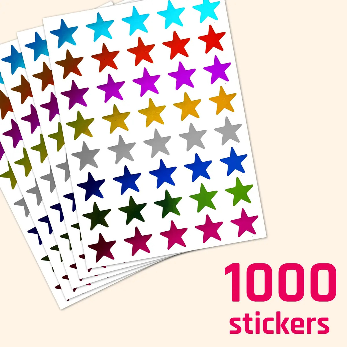 TownStix Star Metallic Stickers 1000 Pack | 8 Colors, 0.6" Diameter, Permanent Adhesive - view 4