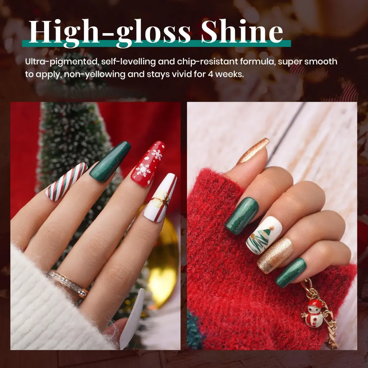 Beetles Gel Nail Polish Set, 6 Colors Red Sparkle Green Glitter Gold Silver Gel | 10-Free, Long-Lasting, UV/LED Cured - view 6