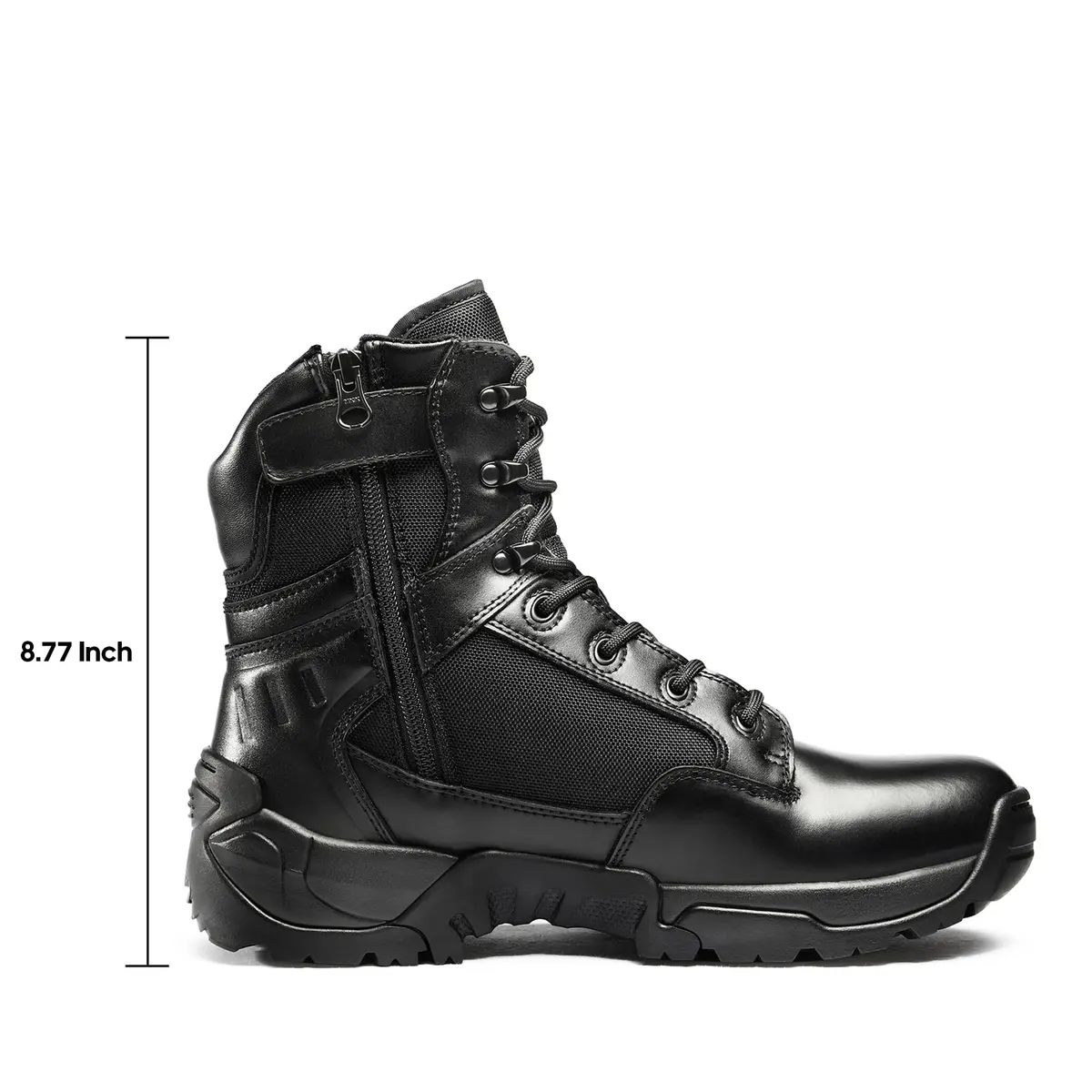 NORTIV 8 Men's Black Tactical Work Boots with Side Zipper, 8 US (26.1 cm) - view 2