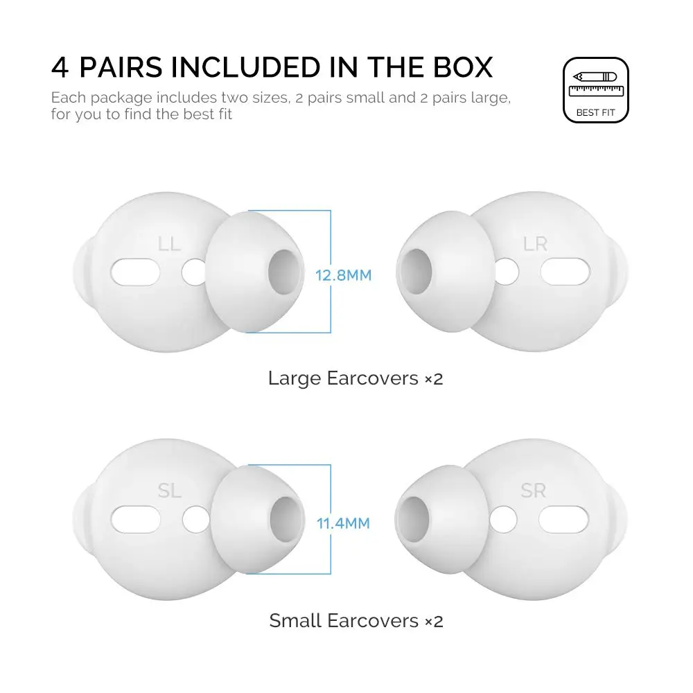 AhaStyle 4 Pairs AirPods Ear Tips Silicone Earbuds Cover for Apple AirPods & EarPods | 2 Pairs Large & 2 Pairs Small - view 2