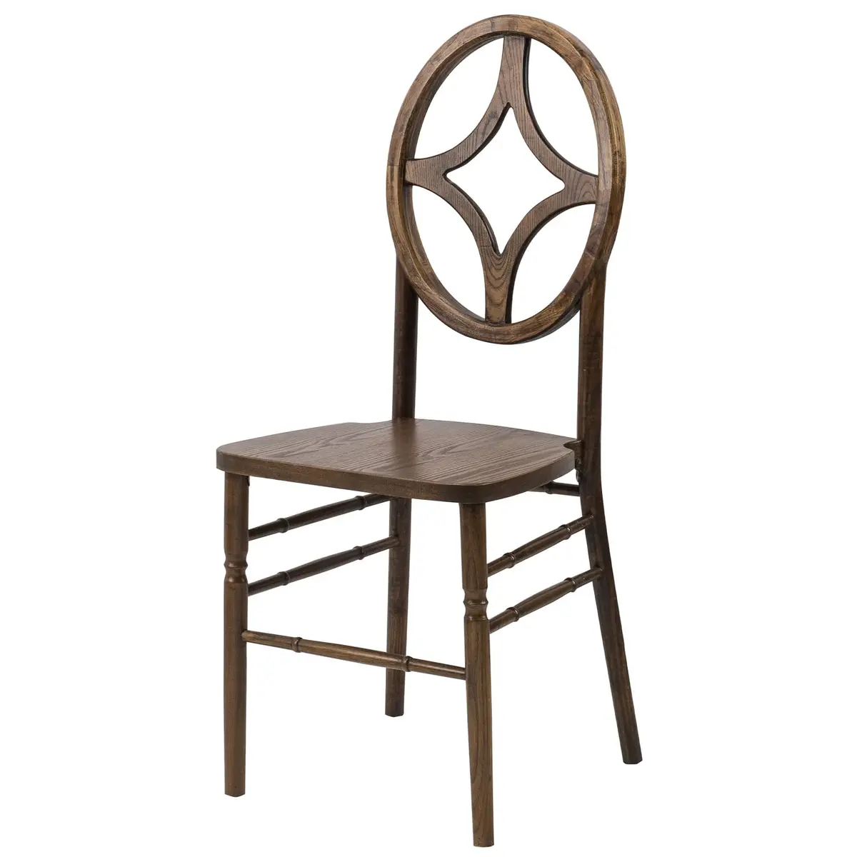 Commercial Seating Products Diamond Dark Walnut Wood Chair | Rustic, Stackable, 300 lbs Capacity - main product image