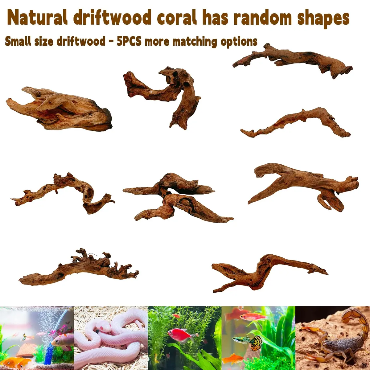 Hamiledyi Aquarium Driftwood 3.5-7in | Natural Betta Fish Tank Decor Accessories - view 6
