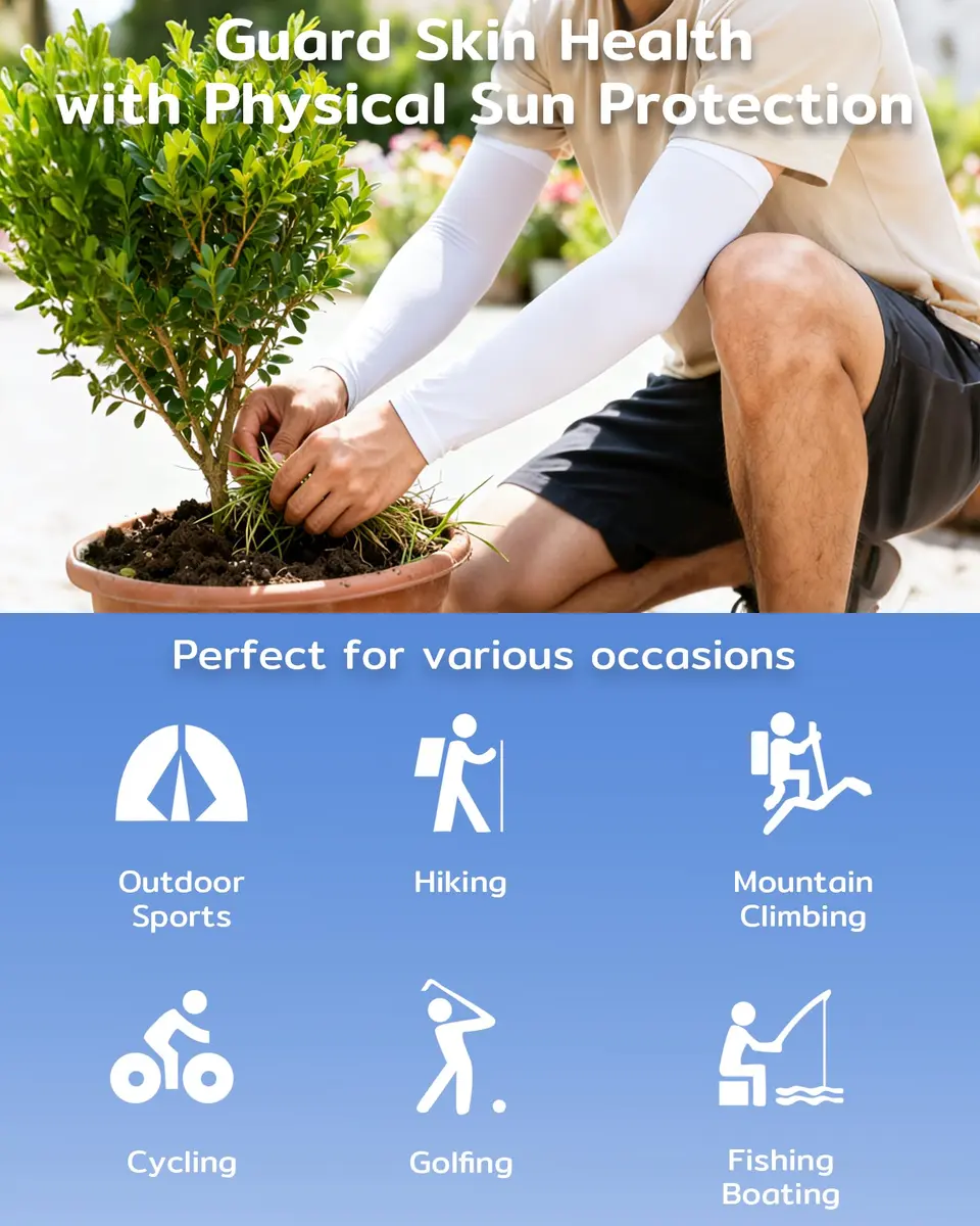 KMMIN UV Protection Arm Sleeves (2-Pack, White) | UPF 50+ Sunblock for Cycling, Basketball, Driving - view 7