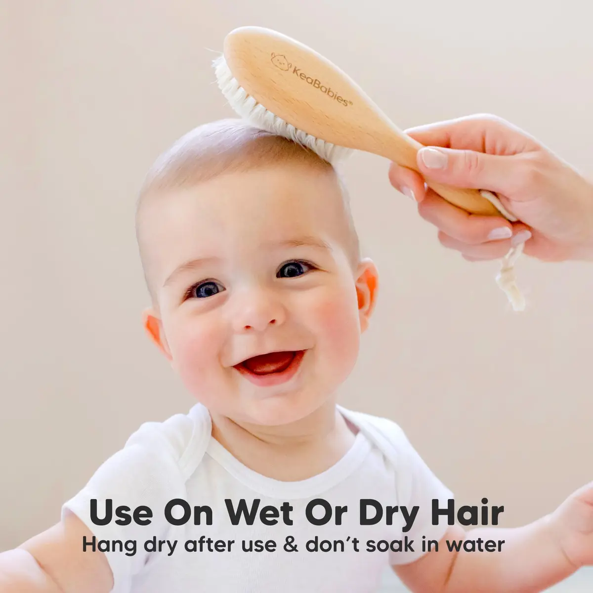 KeaBabies Wooden Baby Hair Brush Walnut Regular | Soft Goat Bristles for Newborns, Toddlers, Cradle Cap - view 6