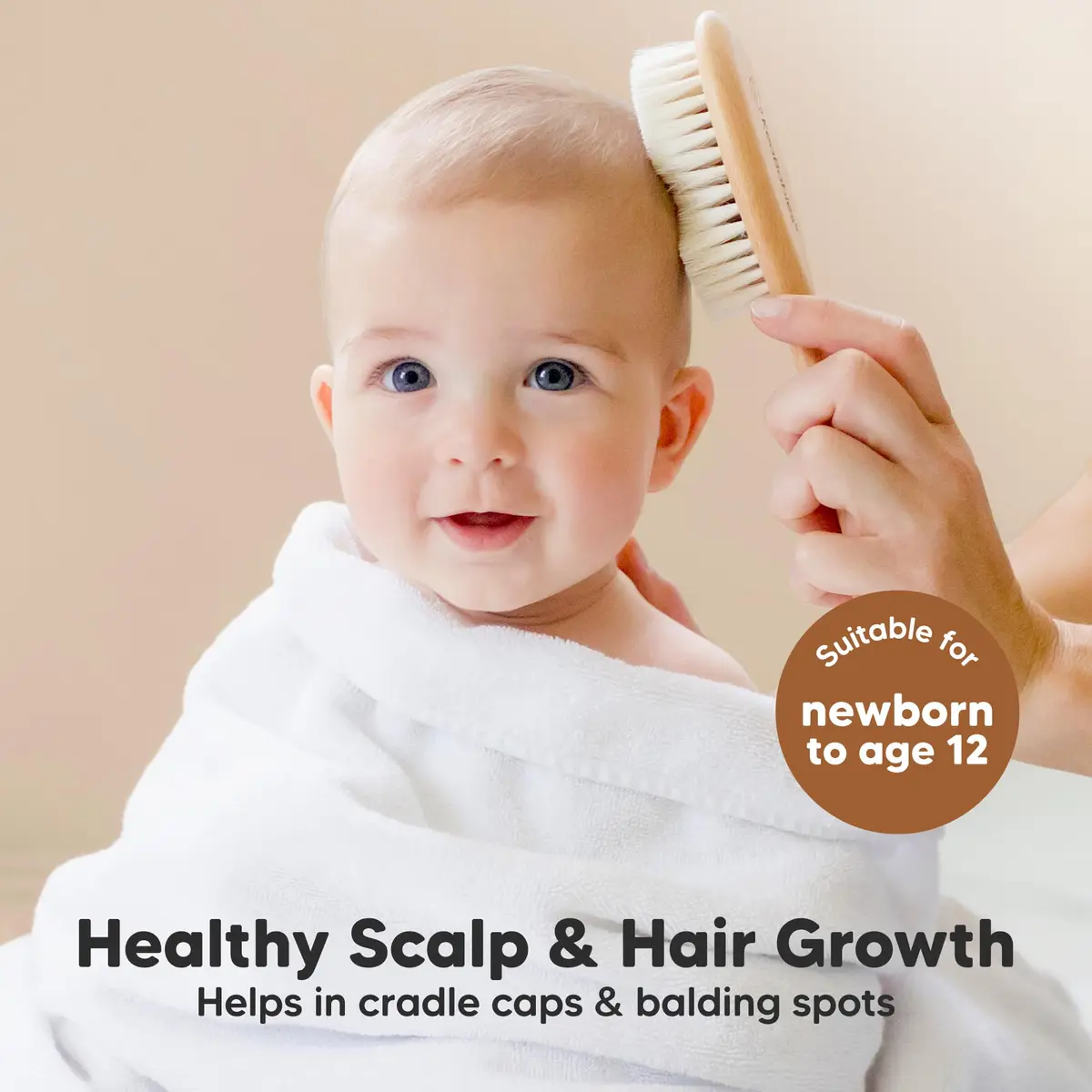 KeaBabies Wooden Baby Hair Brush Walnut Regular | Soft Goat Bristles for Newborns, Toddlers, Cradle Cap - view 3