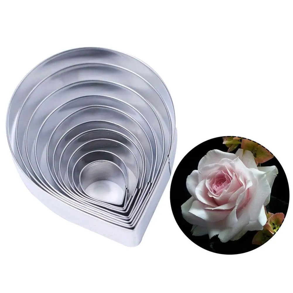 KALAIEN Rose Cutter Set & Petal Fondant Mold 12 Pcs | 2 Silicone Molds & 10 Stainless Steel Cutters for Cake Decorating - view 6