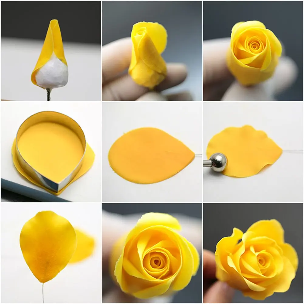 KALAIEN Rose Cutter Set & Petal Fondant Mold 12 Pcs | 2 Silicone Molds & 10 Stainless Steel Cutters for Cake Decorating - view 2