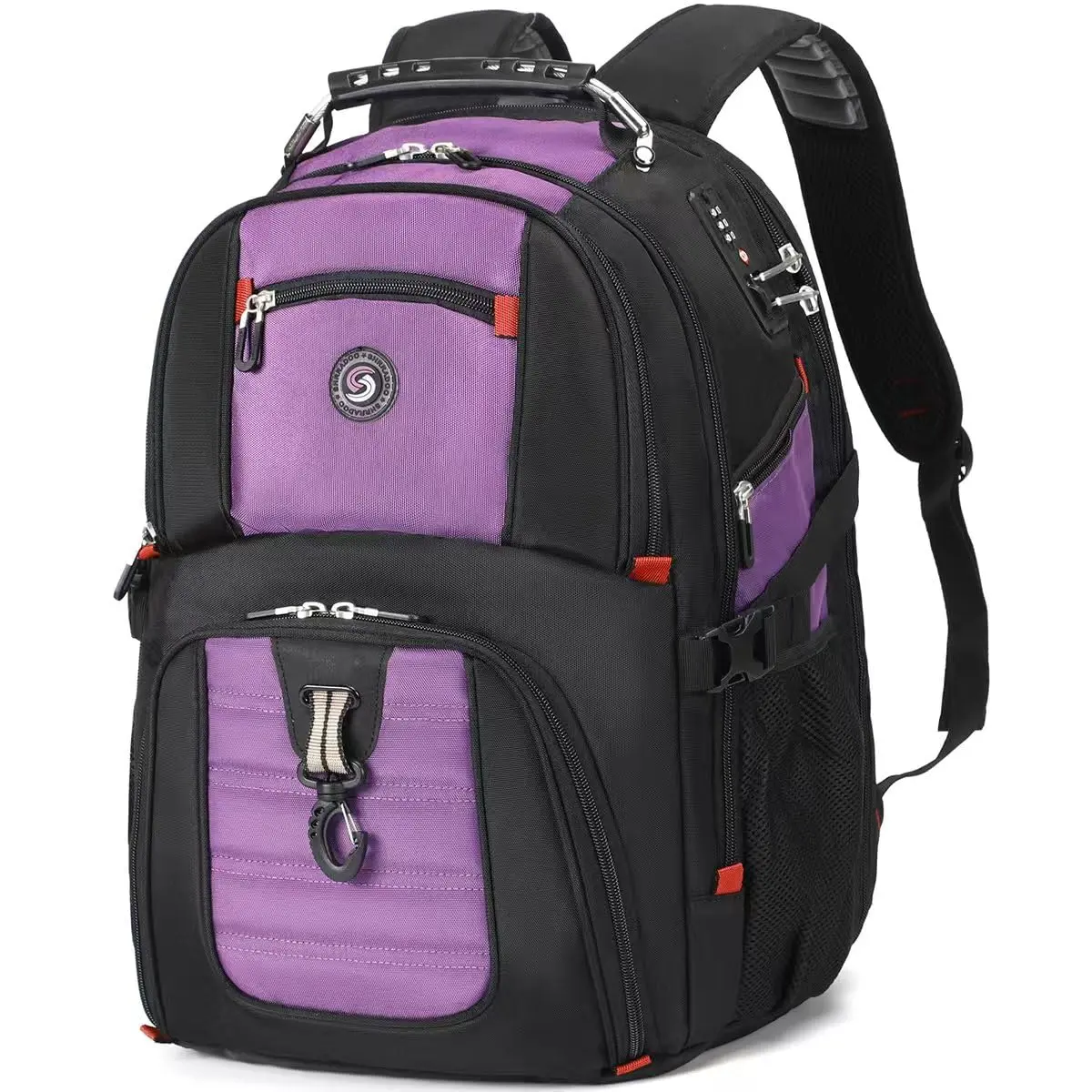 SHRRADOO Large Travel Laptop Backpack for Women, Work College Backpacks with Combination Lock, 50L Capacity, Purple - main product image