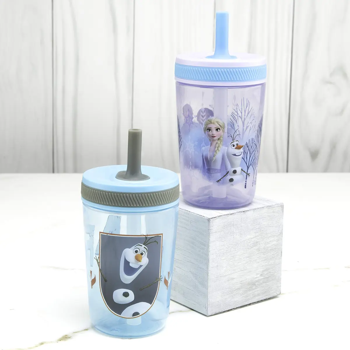 Zak Designs Disney Frozen II Kelso Tumbler Set, Leak-Proof 15 oz | Durable Plastic & Silicone Kids Bundle - view 9