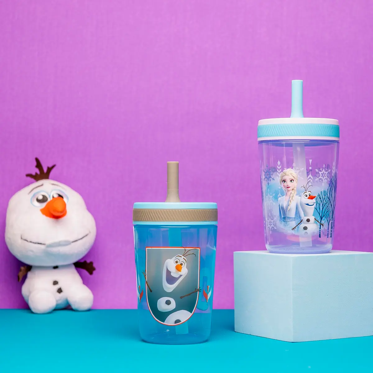 Zak Designs Disney Frozen II Kelso Tumbler Set, Leak-Proof 15 oz | Durable Plastic & Silicone Kids Bundle - view 2