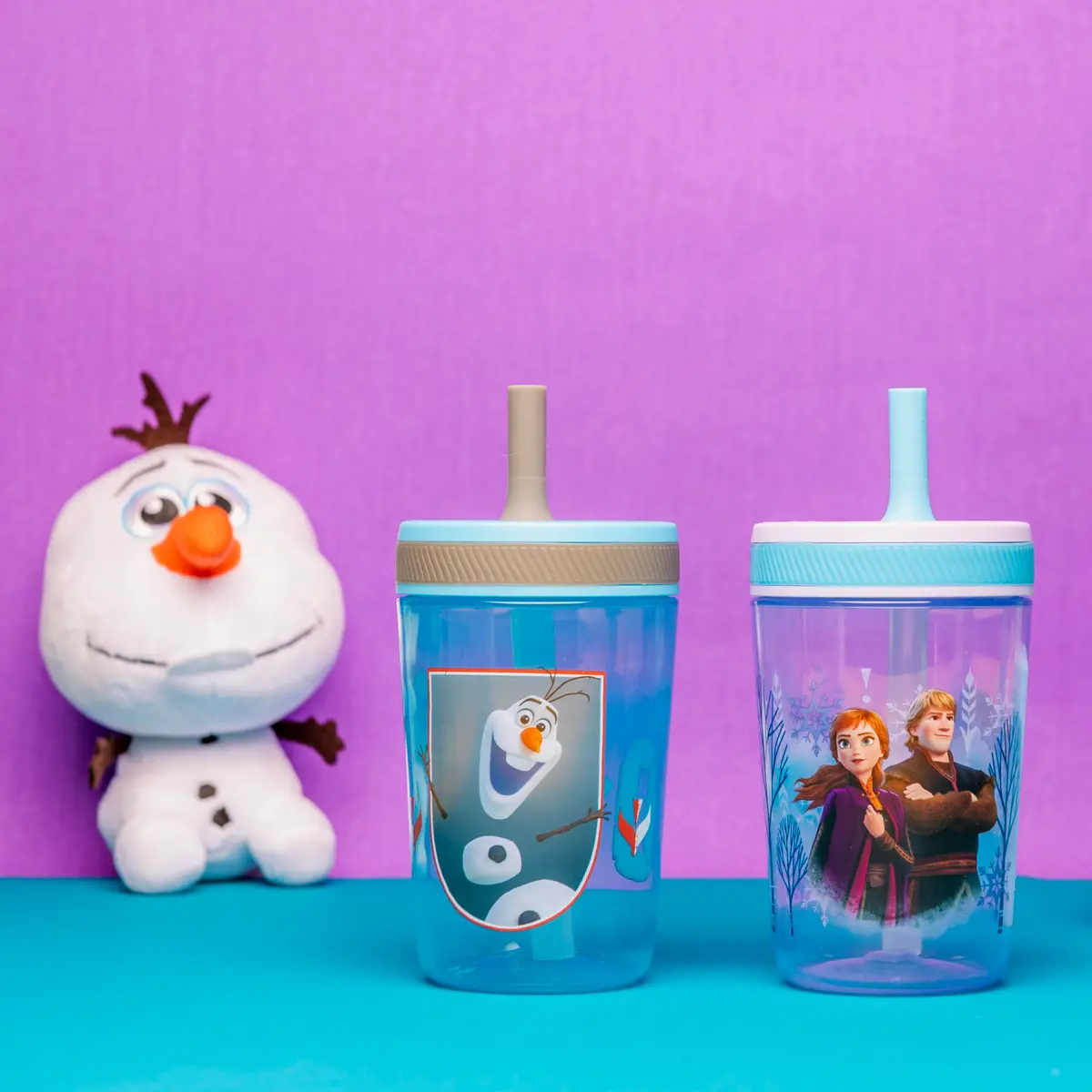 Zak Designs Disney Frozen II Kelso Tumbler Set, Leak-Proof 15 oz | Durable Plastic & Silicone Kids Bundle - view 3