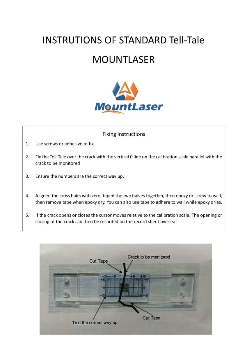 Mountlaser Tell-Tale Crack Monitor 1PCS | Measures Wall Cracks Accurately - view 9