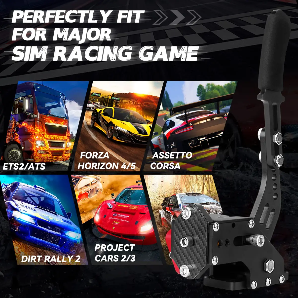 aikeec USB Sim Racing Handbrake PC with Clamp, Compatible with Logitech G29 G920 T300 T500, Hall Sensor, Windows (Black) - view 6