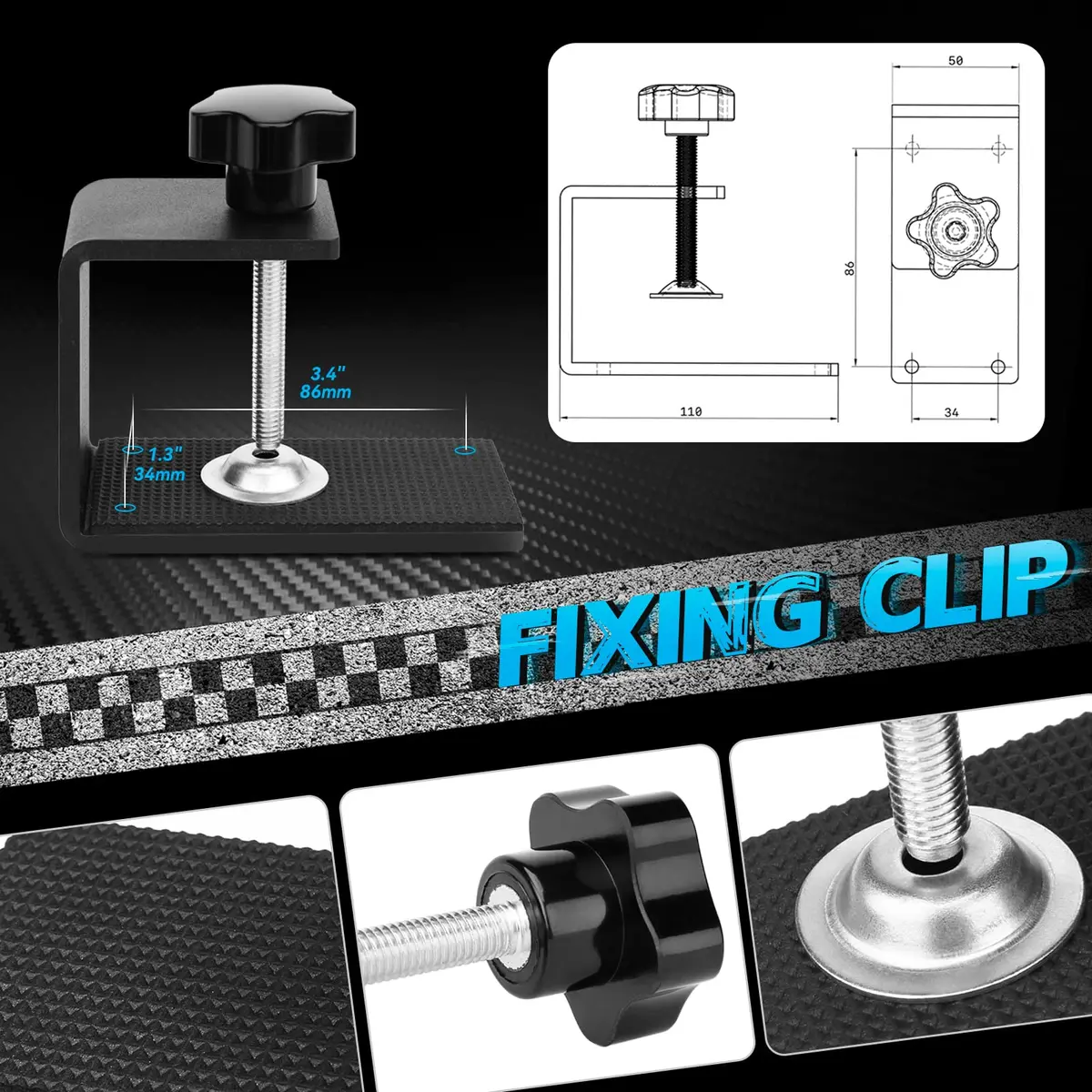 aikeec USB Sim Racing Handbrake PC with Clamp, Compatible with Logitech G29 G920 T300 T500, Hall Sensor, Windows (Black) - view 7