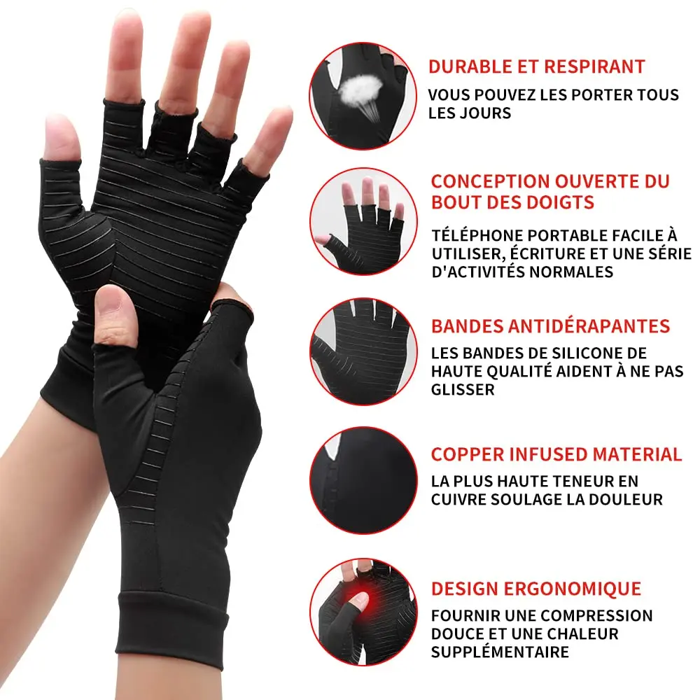 Waxden Copper Compression Arthritis Gloves Large | Pain Relief & Healing for Hands, Carpal Tunnel - view 2