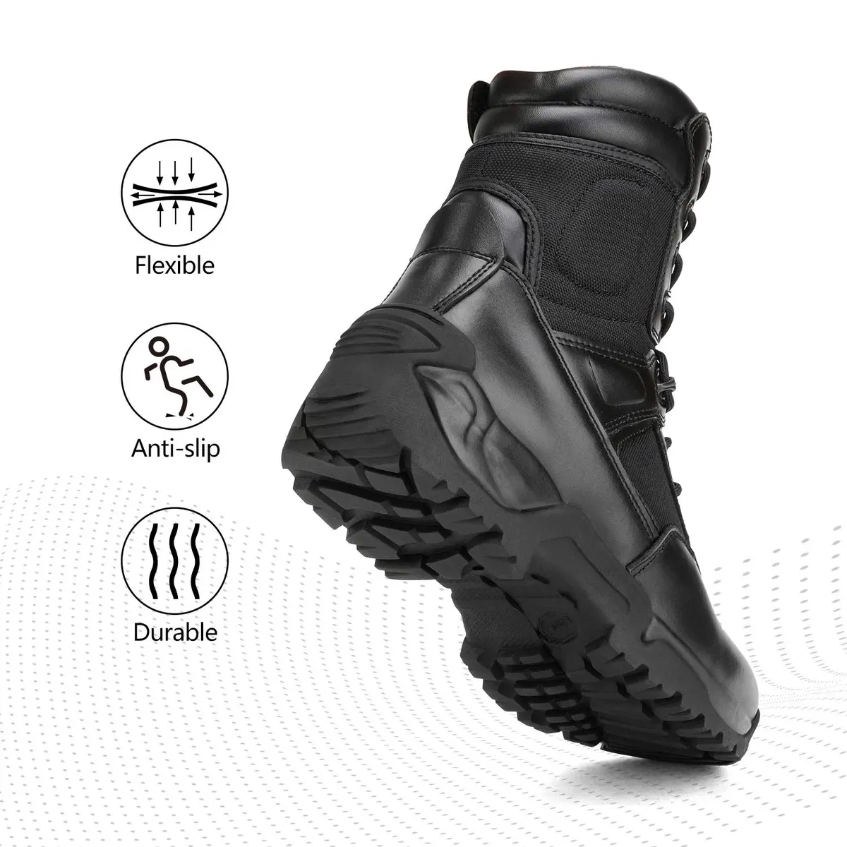 NORTIV 8 Men's Military Tactical Work Boots Side Zip 9 | Light-Duty Hiking & Outdoor Support - view 6