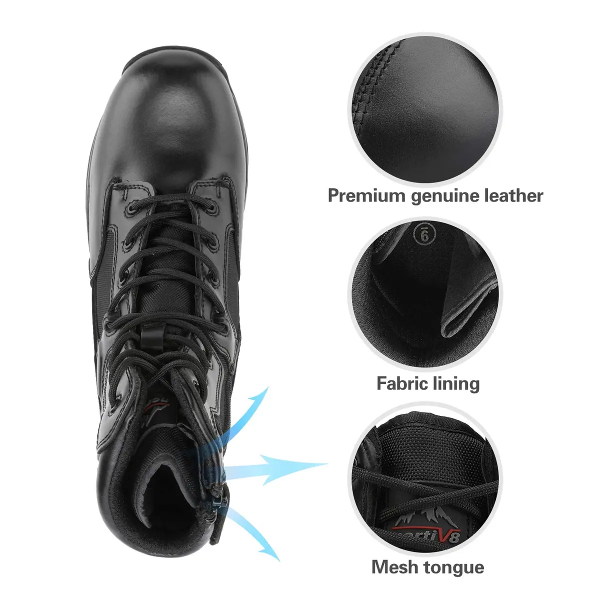 NORTIV 8 Men's Military Tactical Work Boots Side Zip 9 | Light-Duty Hiking & Outdoor Support - view 3