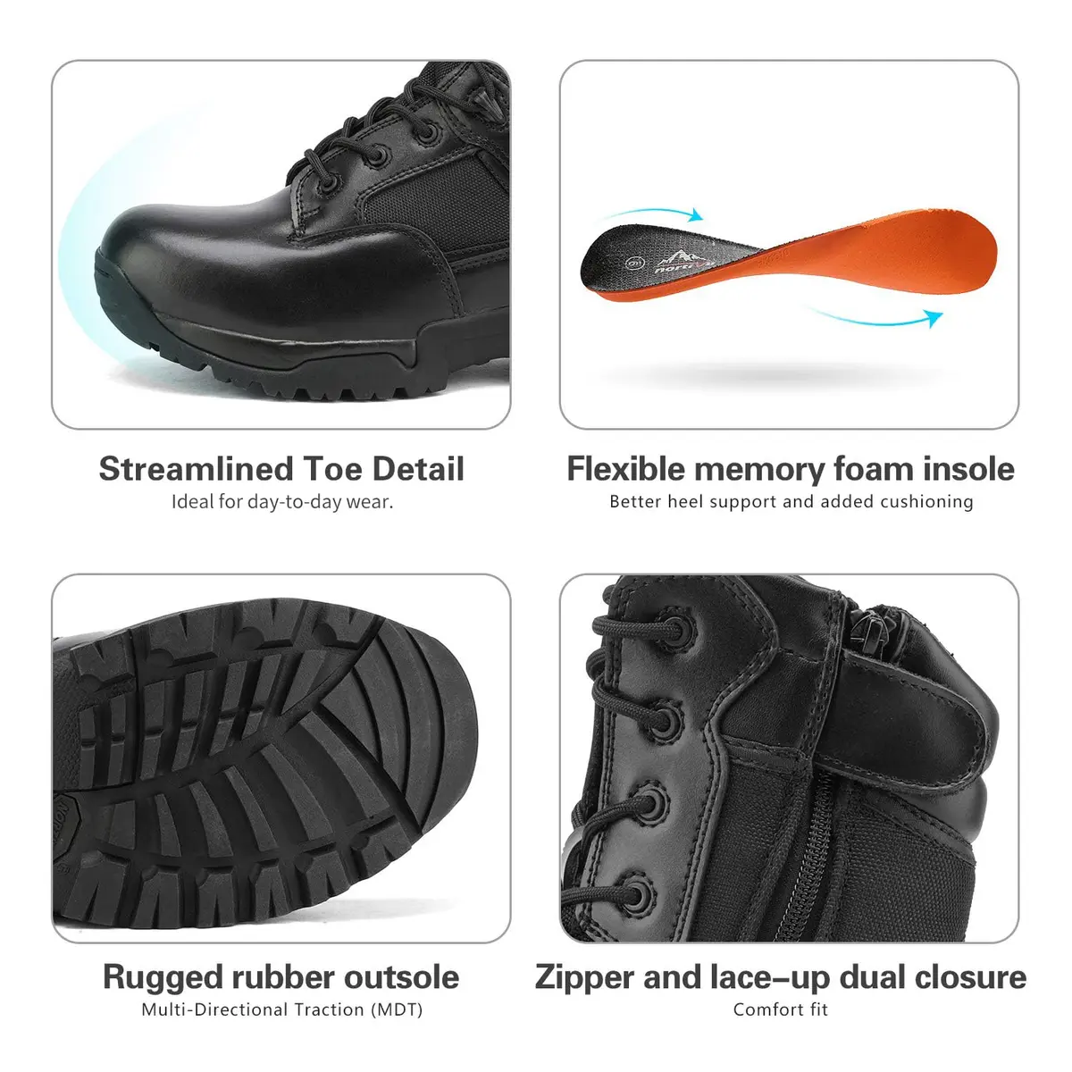 NORTIV 8 Men's Military Tactical Work Boots Side Zip 9 | Light-Duty Hiking & Outdoor Support - view 4