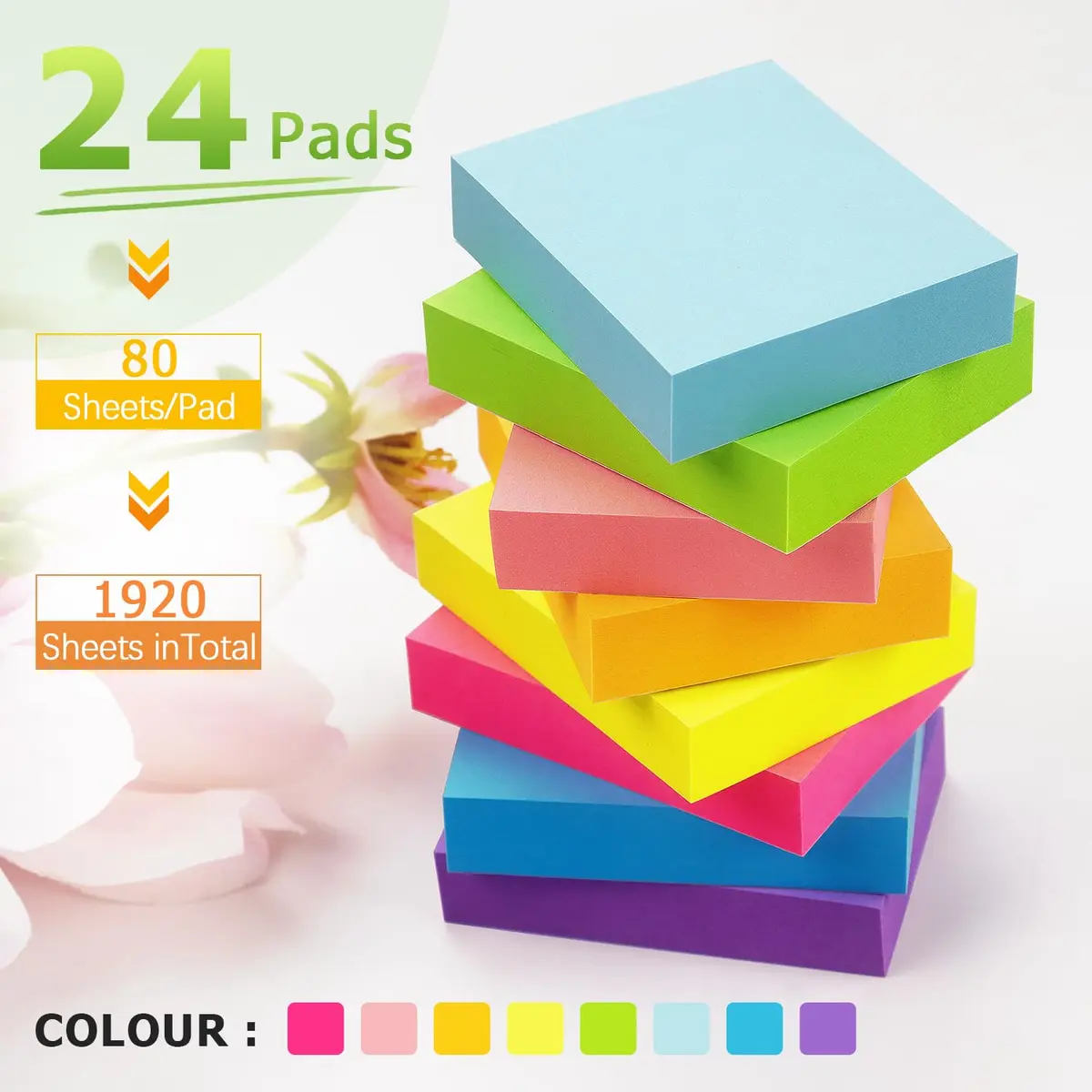 Winner Aura Self-Stick Notes 1.5x2 in | Bright Colors, Reusable, 24 Pads - view 3