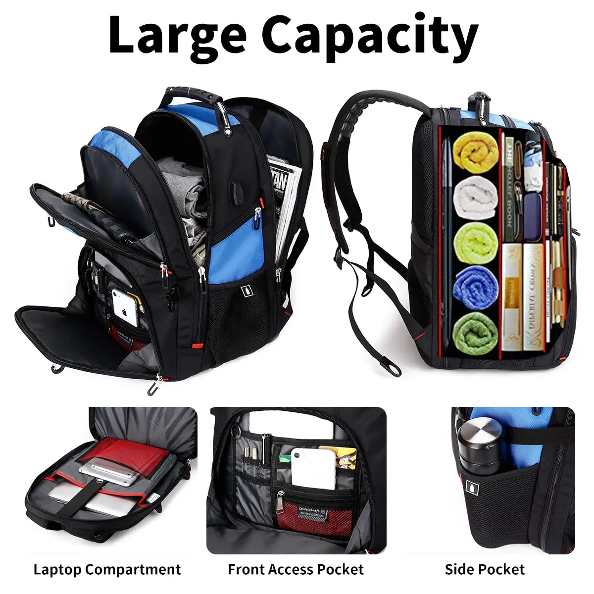 SHRRADOO Large Travel Laptop Backpack for Women, Work College Backpacks | 50L Capacity, Water-Resistant, Fits 17 Inch Laptops - view 2