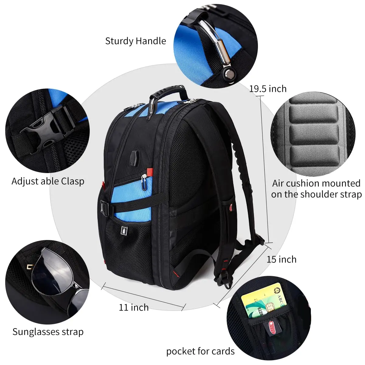 SHRRADOO Large Travel Laptop Backpack for Women, Work College Backpacks | 50L Capacity, Water-Resistant, Fits 17 Inch Laptops - view 3