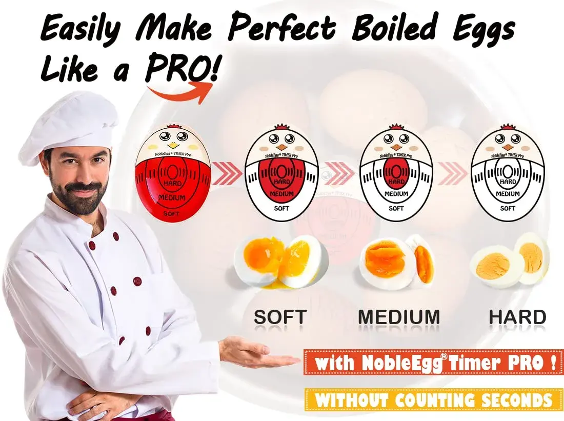 NobleEgg Egg Timer Pro for Boiling Eggs | Color-Changing Soft Hard Boiled Egg Timer | 1-Pack, Red - view 3
