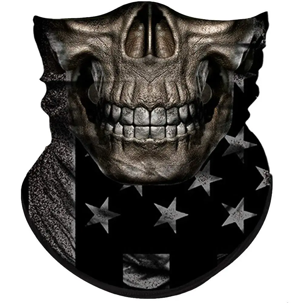 Obacle Skull Brown Face Half Mask for Dust, Wind, UV Sun Protection - Seamless 3D Tube Bandana - main product image