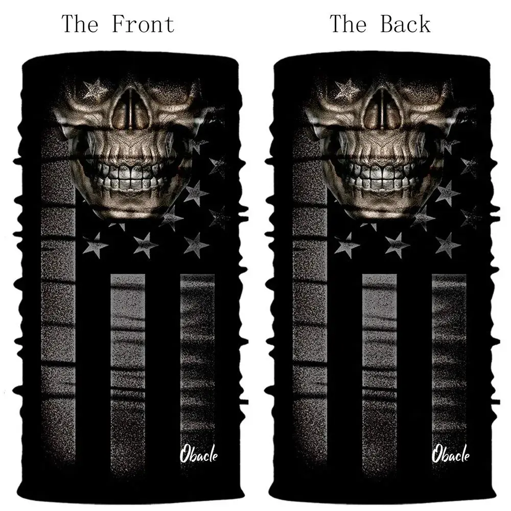 Obacle Skull Brown Face Half Mask for Dust, Wind, UV Sun Protection - Seamless 3D Tube Bandana - view 3