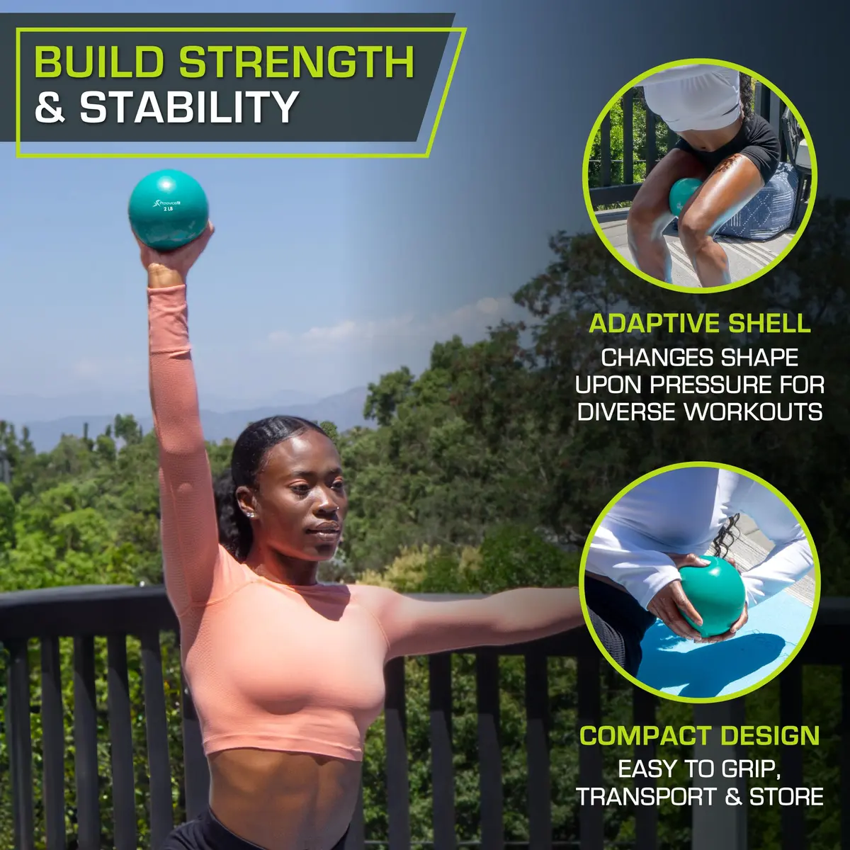 ProsourceFit Weighted Toning Exercise Ball 0.91 kg (2 lb) Aqua | Pilates, Yoga, Strength Training & Physical Therapy - view 4