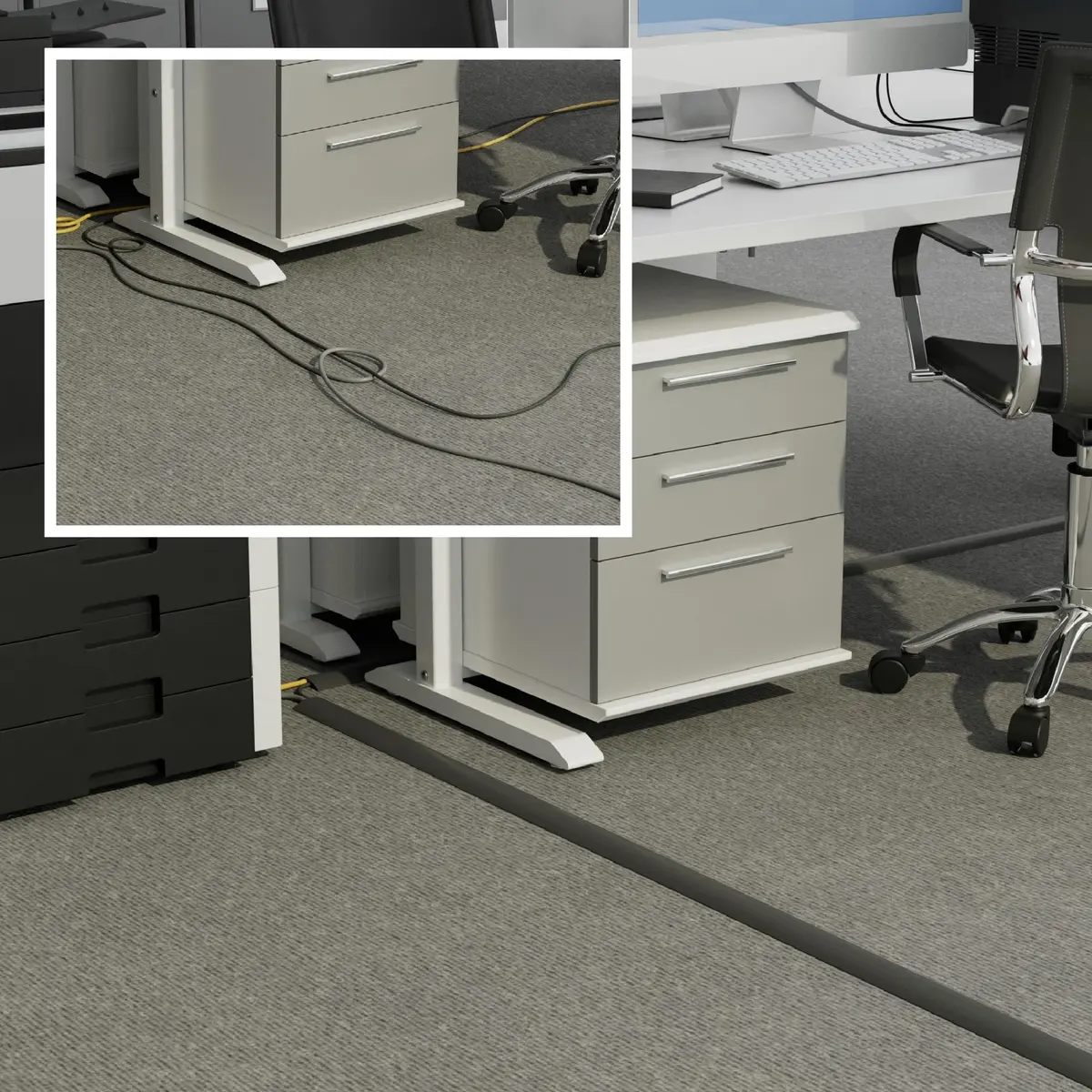 D-Line Gray Floor Cord Cover 900cm (30ft) | Heavy Duty Cable Management Solution for Wires on Floor - view 4