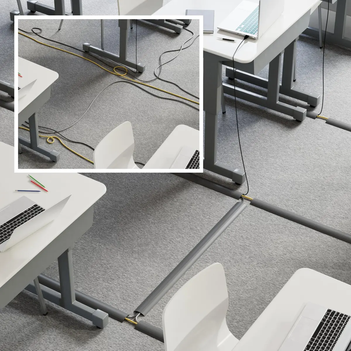 D-Line Gray Floor Cord Cover 900cm (30ft) | Heavy Duty Cable Management Solution for Wires on Floor - view 5